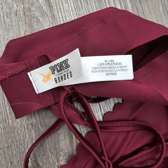 Pink Bondrd Victoria's Secret maroon scalloped bralette size medium like new - Picture 3 of 3